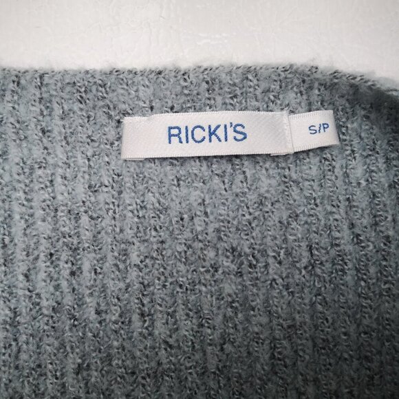 Ricki's Ladies Size Small V-neck Blue w/ Grey Tunic Length Sweater - Picture 3 of 10